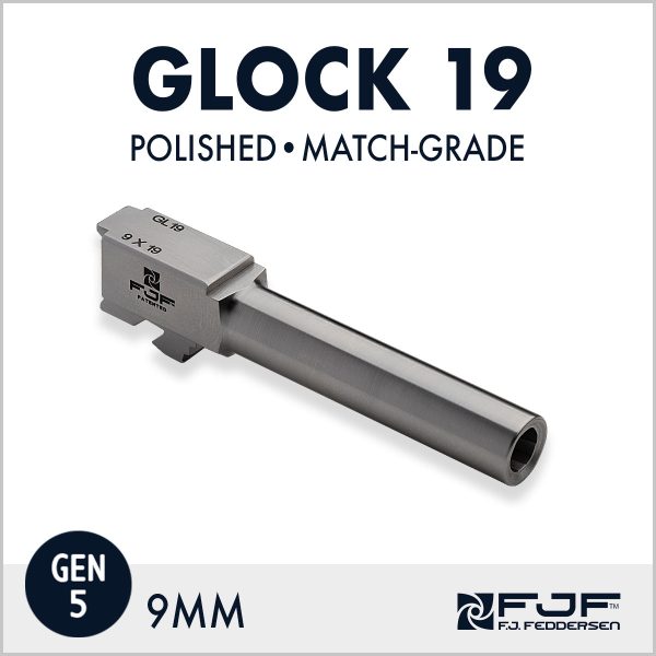 Glock 19 (Gen 5) Match-grade Pistol Barrels by F.J. Feddersen - Polished Finish