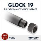 Detail of Glock 19 (Gen 1-4) Match-grade Threaded Pistol Barrels by F.J. Feddersen - Matte Finish