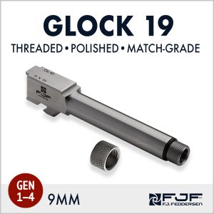 Glock 19 (Gen 1-4) Match-grade Threaded Pistol Barrels by F.J. Feddersen - Polished Finish