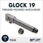 Glock 19 (Gen 5) Match-grade Threaded Pistol Barrels by F.J. Feddersen - Polished Finish
