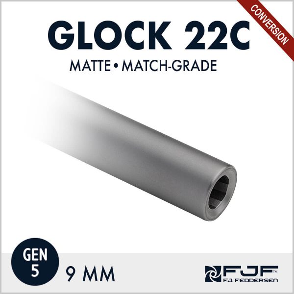 Detail of Glock 22 Conversion of .40 cal to 9mm (Gen 5) Match-grade Pistol Barrels by F.J. Feddersen - Matte Finish