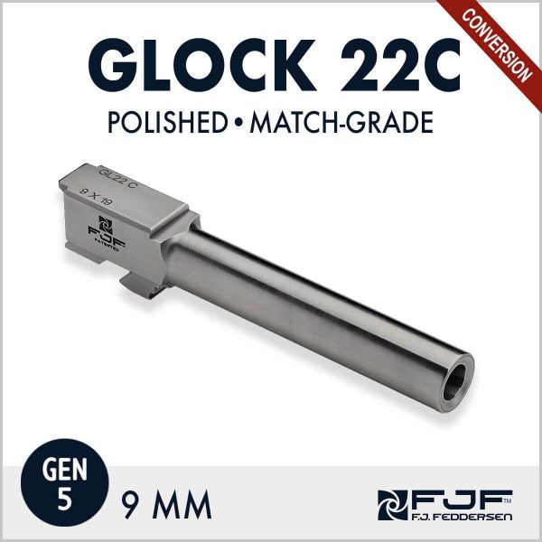 Glock 22 Conversion of .40 cal to 9mm (Gen 5) Match-grade Pistol Barrels by F.J. Feddersen - Polished Finish