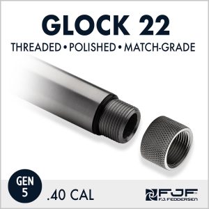 Detail of Glock 22 (Gen 5) Match-grade Threaded Pistol Barrels by F.J. Feddersen - Polished Finish