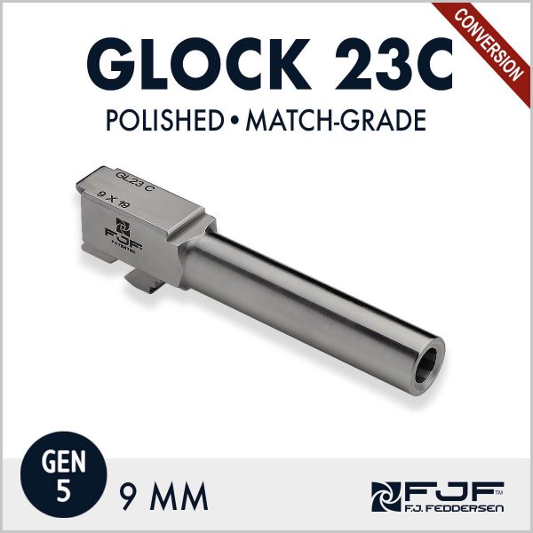 Glock 23 Conversion from .40 cal to 9mm (Gen 5) Match-grade Pistol Barrels by F.J. Feddersen - Polished Finish