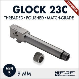 Glock 23 (Gen 5) Conversion from .40 cal to 9mm Match-grade Threaded Pistol Barrels by F.J. Feddersen - Polished Finish