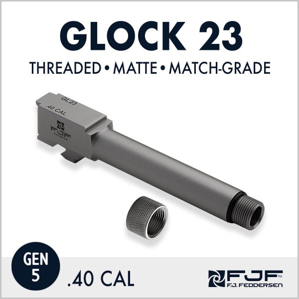 Glock 23 (Gen 5) Match-grade Threaded Pistol Barrels by F.J. Fedderse - Matte Finish