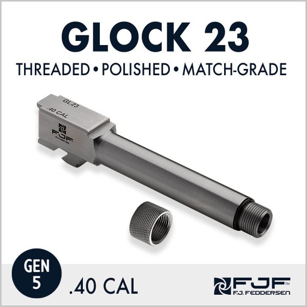Glock 23 (Gen 5) Match-grade Threaded Pistol Barrels by F.J. Feddersen - Polished Finish