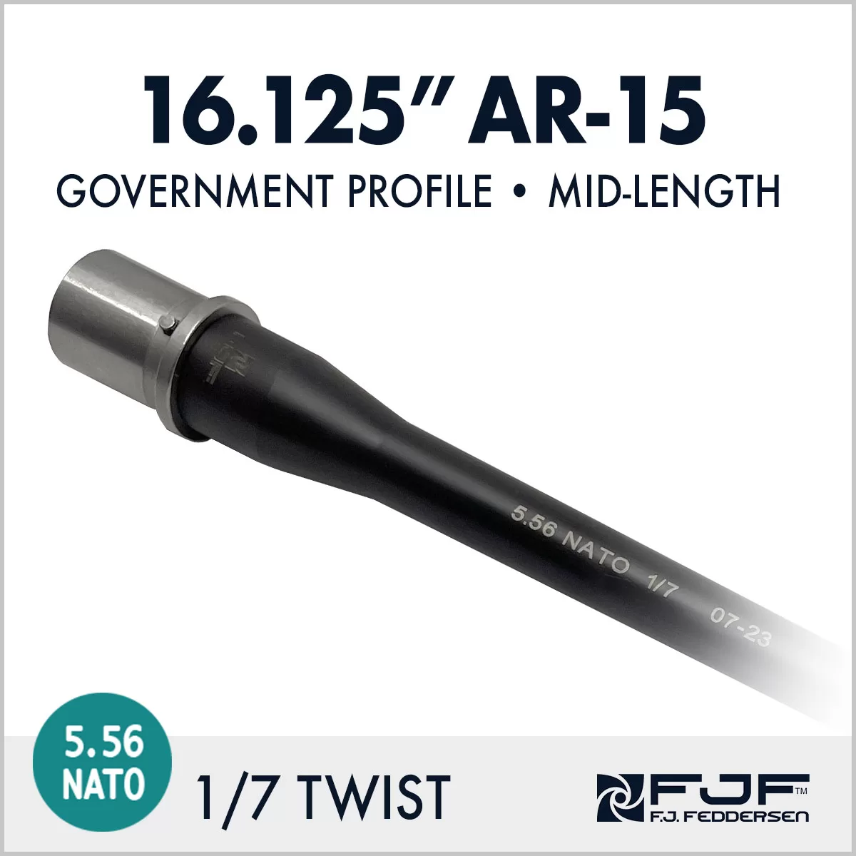 AR15 / M16 Barrel by FJ Feddersen - Government Profile - 16.125" Mid-length