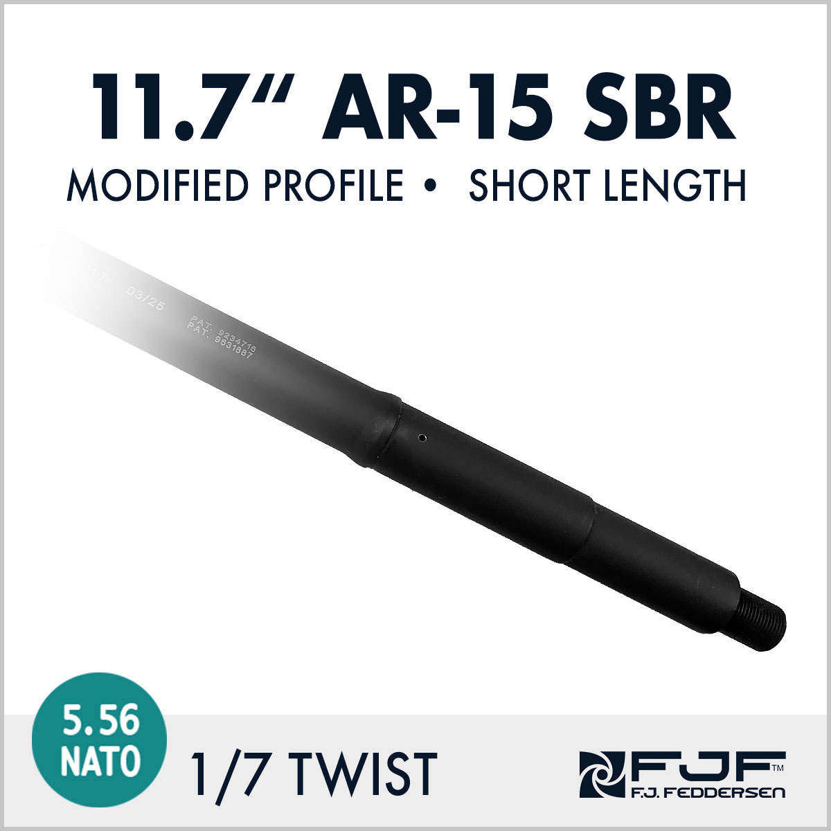 AR-15 Barrel by FJ Feddersen - Modified Profile - 11.7" SBR Short-length