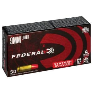 Syntech Range, 9mm Luger, 124 Grain, Syntech Jacket Flat Nose, 1110 fps