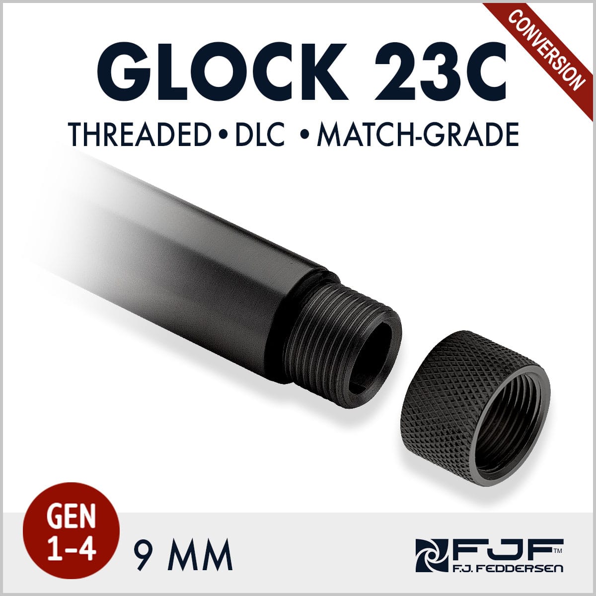 Glock 23 - .40 Cal to 9mm Conversion (Gen 1-4) Threaded Matchgrade Barrel - DLC